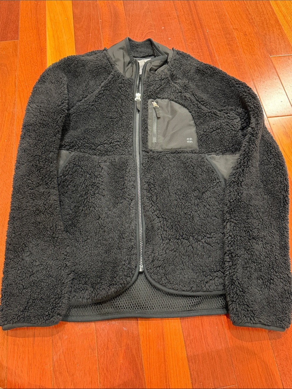 Sweaty Betty Black Sherpa Zip-Up Jacket with Chest Pocket